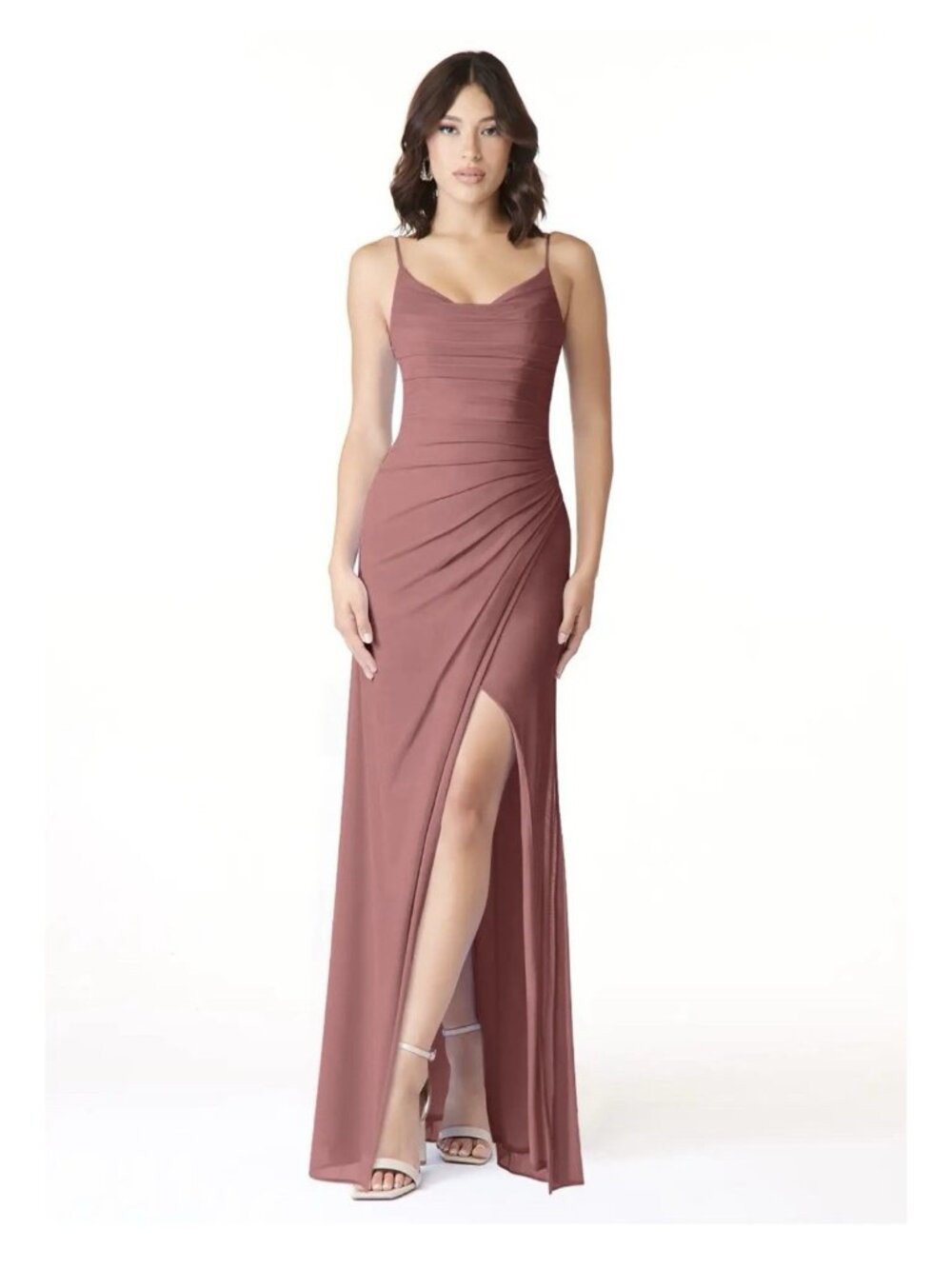Formal Bridesmaid Dress Azazie Deandra Desert Rose Mesh Sz4